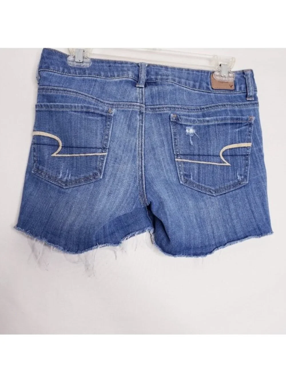 American Eagle Stretch Distressed Frayed Cutoff Denim Jean Shorts Women's Size 6
